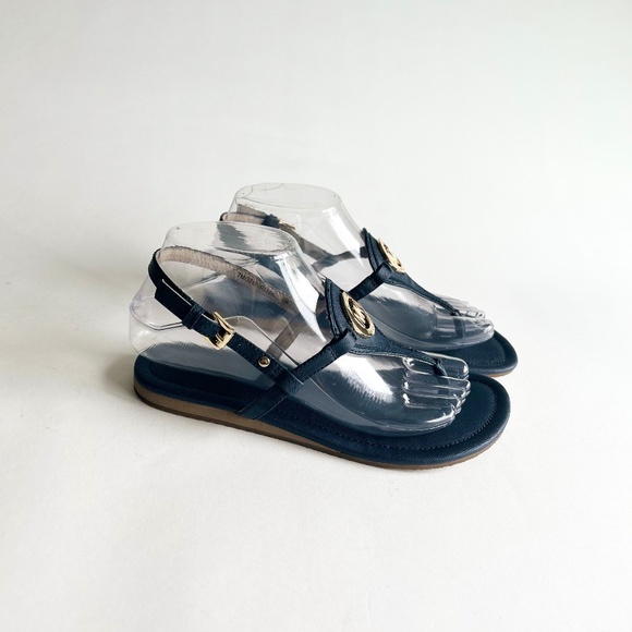 New Michael Kors Navy Crossgrain Leather Sandals size 7 - Picture 1 of 15